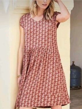 Garnet Hill Summer Day Dress In Rust Size 2 Lined Lightweight Pockets Flowy